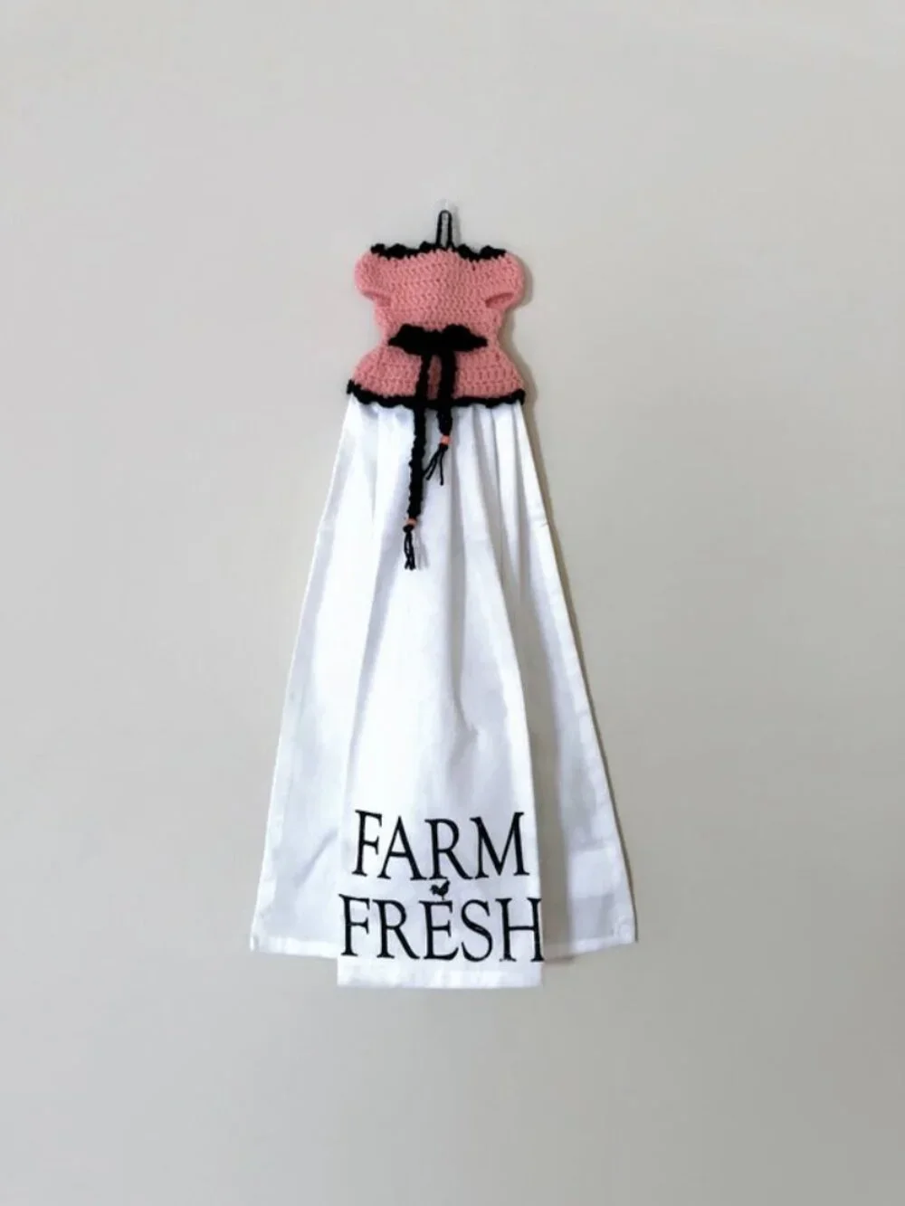 Crochet Farm Fresh Dress Towel, Crochet Hanging Tea Towel